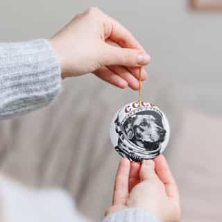 Astronaut Dog Ornament, Decorative Holiday Decoration, Pet Lover Gift, Unique Christmas Ornament, Dog Lover Decor