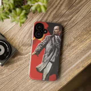 Vintage Inspired Phone Case, Tough Cases with Historical Art, Unique Gift for Communism Enthusiasts, Phone Accessories, Red and Black Design