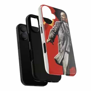 Vintage Inspired Phone Case, Tough Cases with Historical Art, Unique Gift for Communism Enthusiasts, Phone Accessories, Red and Black Design