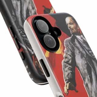 Vintage Inspired Phone Case, Tough Cases with Historical Art, Unique Gift for Communism Enthusiasts, Phone Accessories, Red and Black Design