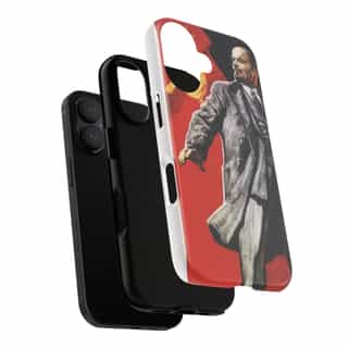 Vintage Inspired Phone Case, Tough Cases with Historical Art, Unique Gift for Communism Enthusiasts, Phone Accessories, Red and Black Design