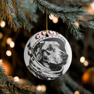 Astronaut Dog Ornament, Decorative Holiday Decoration, Pet Lover Gift, Unique Christmas Ornament, Dog Lover Decor