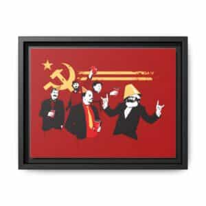 Retro Soviet-Themed Framed Canvas Art, Vintage Wall Decor, Comedic Artwork for Home, Unique Gift for History Buffs, Party Decor