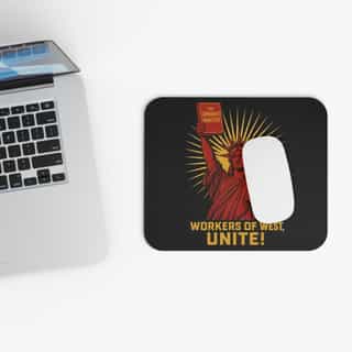 Revolutionary Mouse Pad, Workers Unite Desk Accessory, Office Gift Idea, Communist Themed Mousepad, Activist Decor